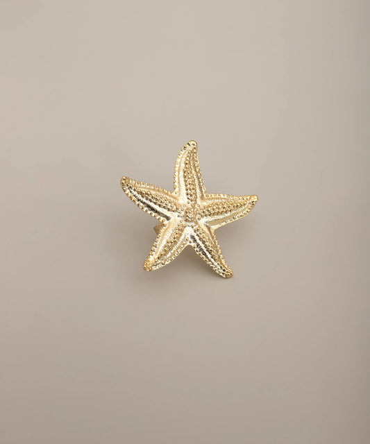 Starfish Textured Statement Ring Gold