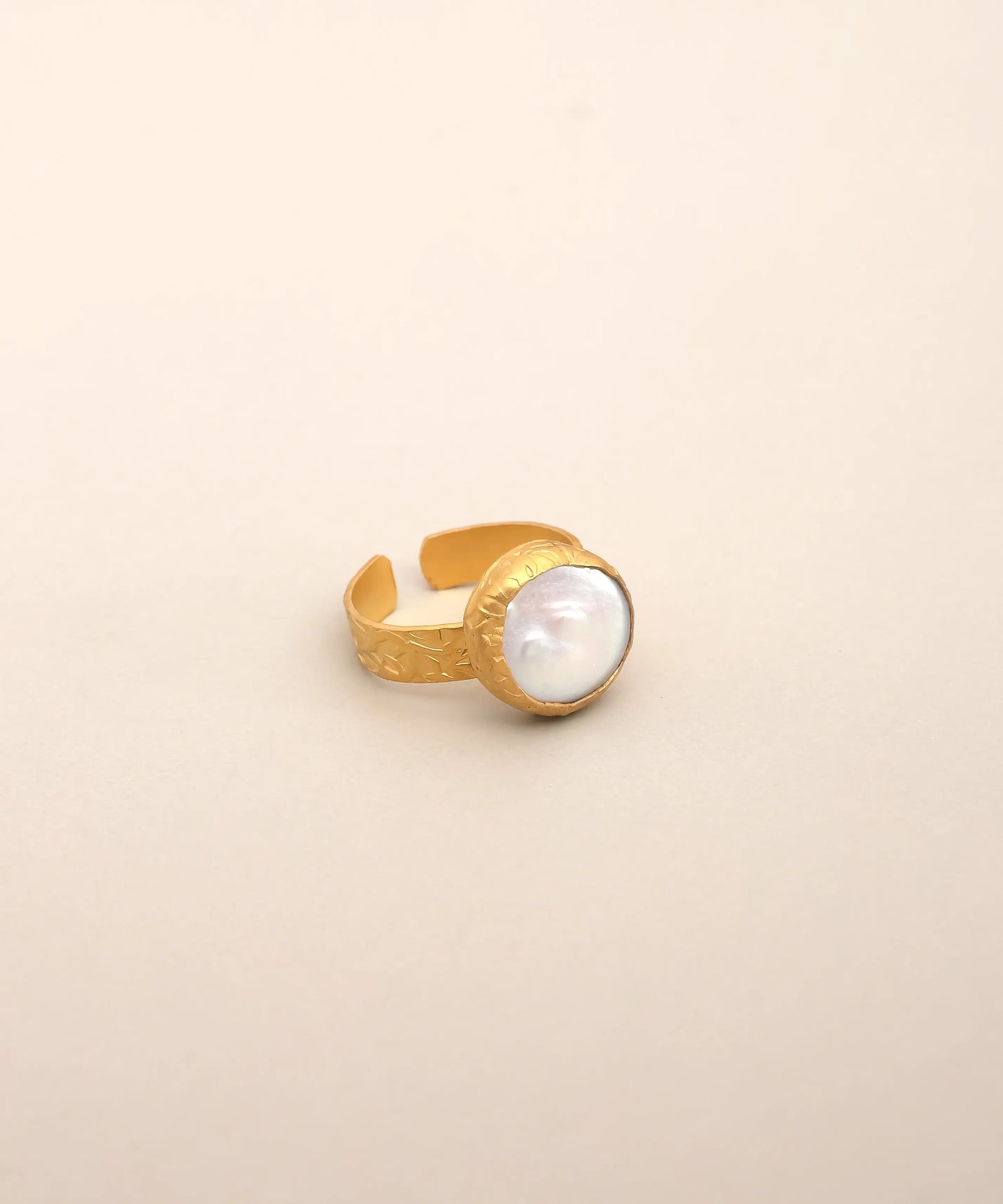 White Stone Gold Adjustable Ring
