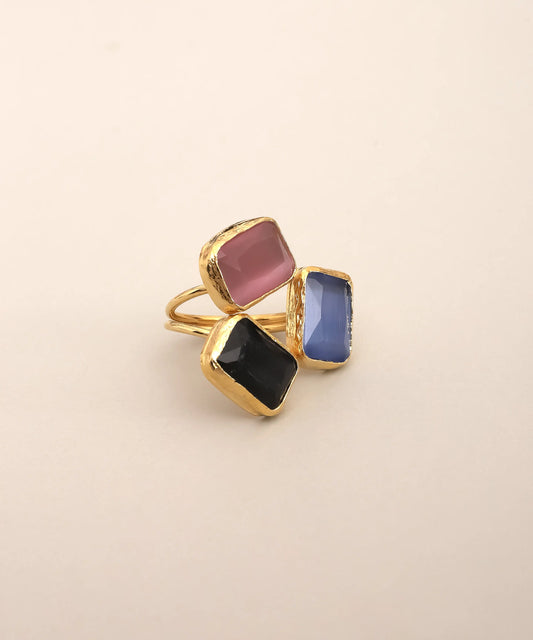 Triple Square Stone Statement Ring