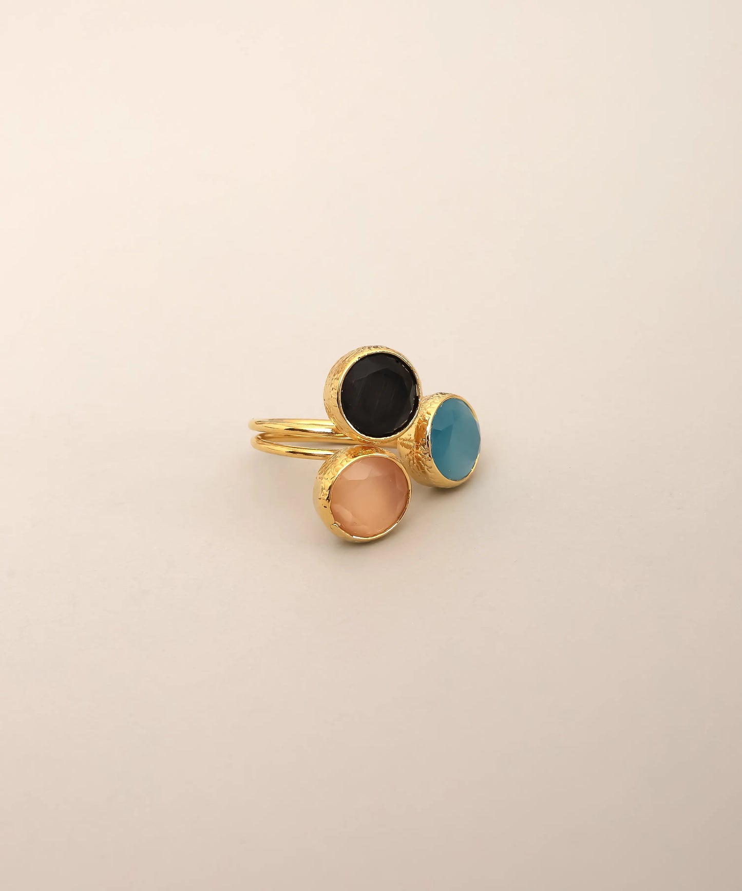 Triple Round Stone Statement Ring