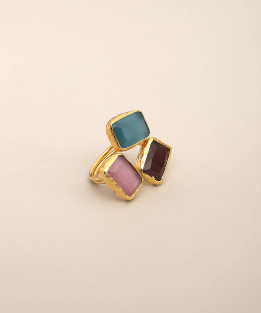 Triple Rectangle Stone Statement Ring