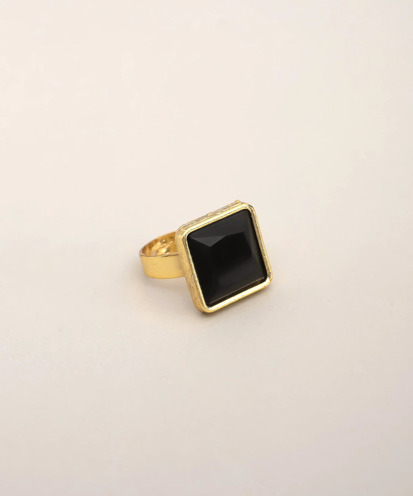 Black Square Stone Statement Ring