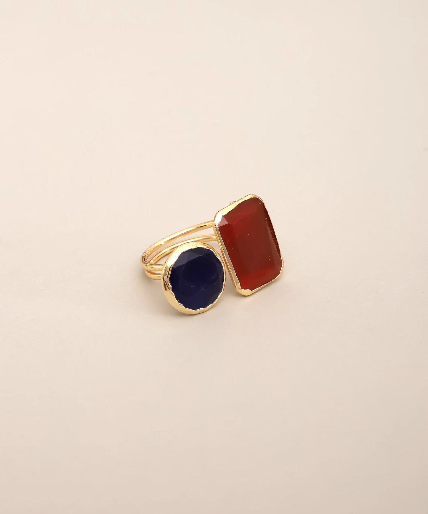 Dual Stone Rectangle Round Contrast Ring