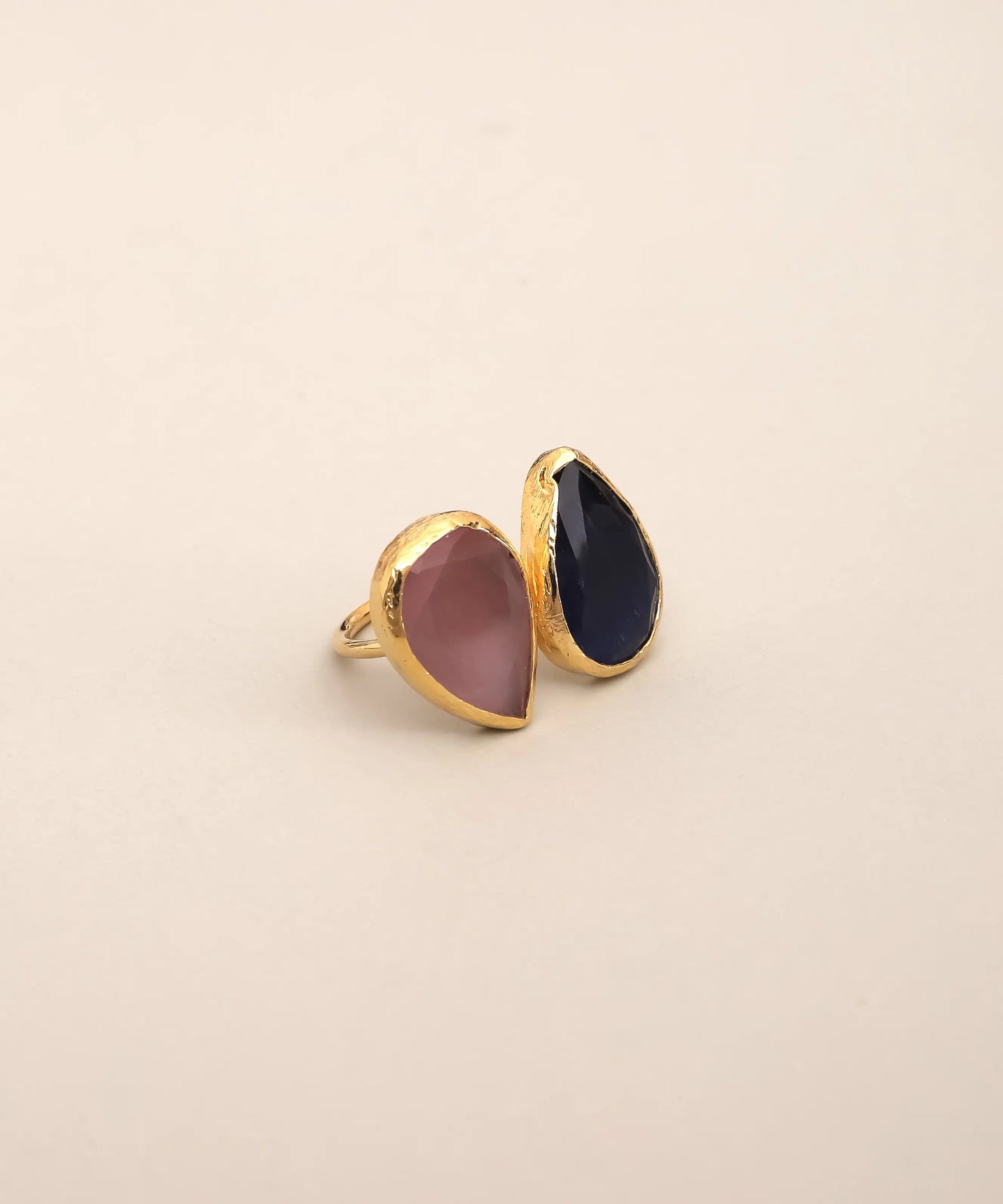 Dual Teardrop Stone Contrast Ring