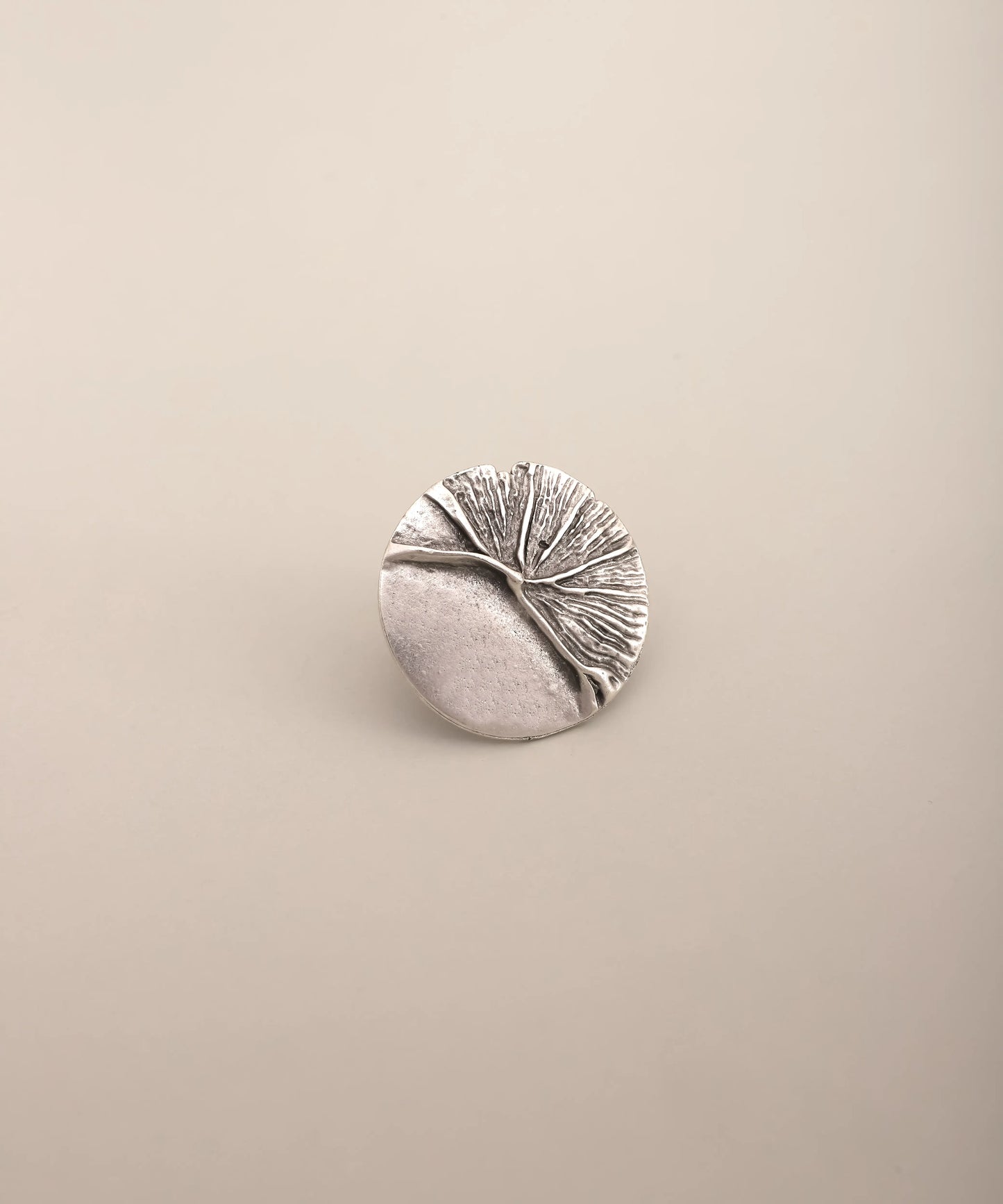 Silver Textured Round Abstract Ring