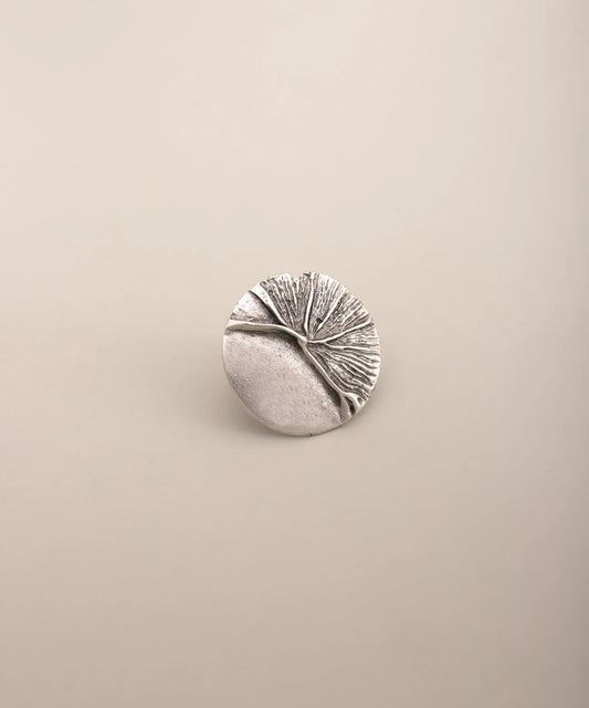 Silver Textured Round Abstract Ring
