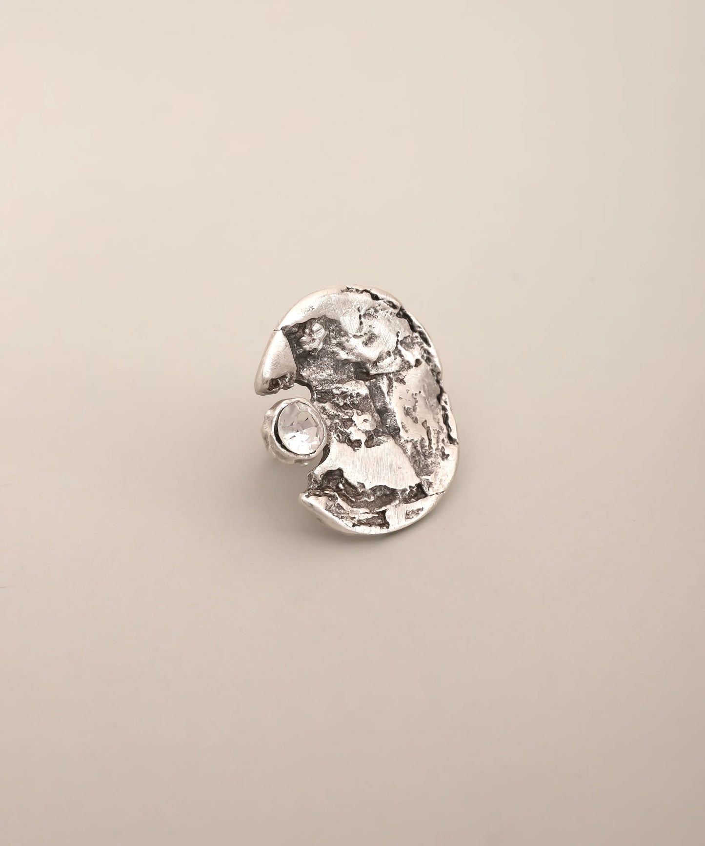 Silver Raw Abstract Stone Accent Ring