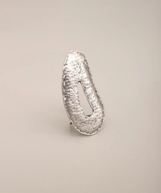 Silver Elongated Organic Cutout Ring