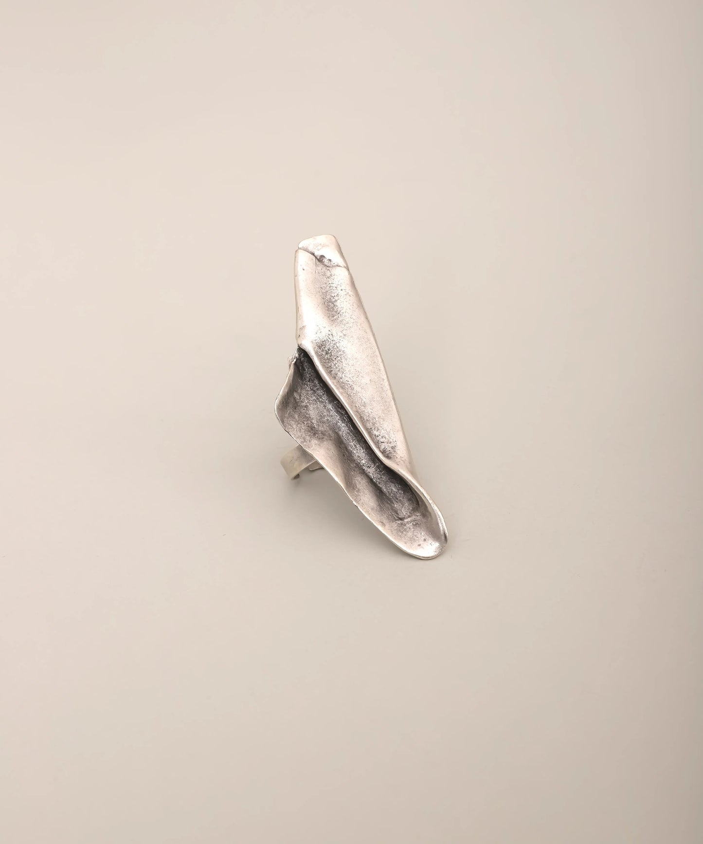 Silver Abstract Folded Sculptural Ring