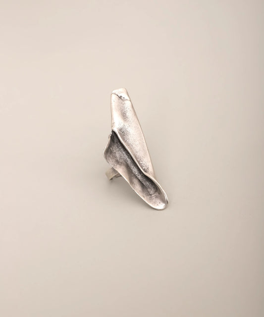 Silver Abstract Folded Sculptural Ring