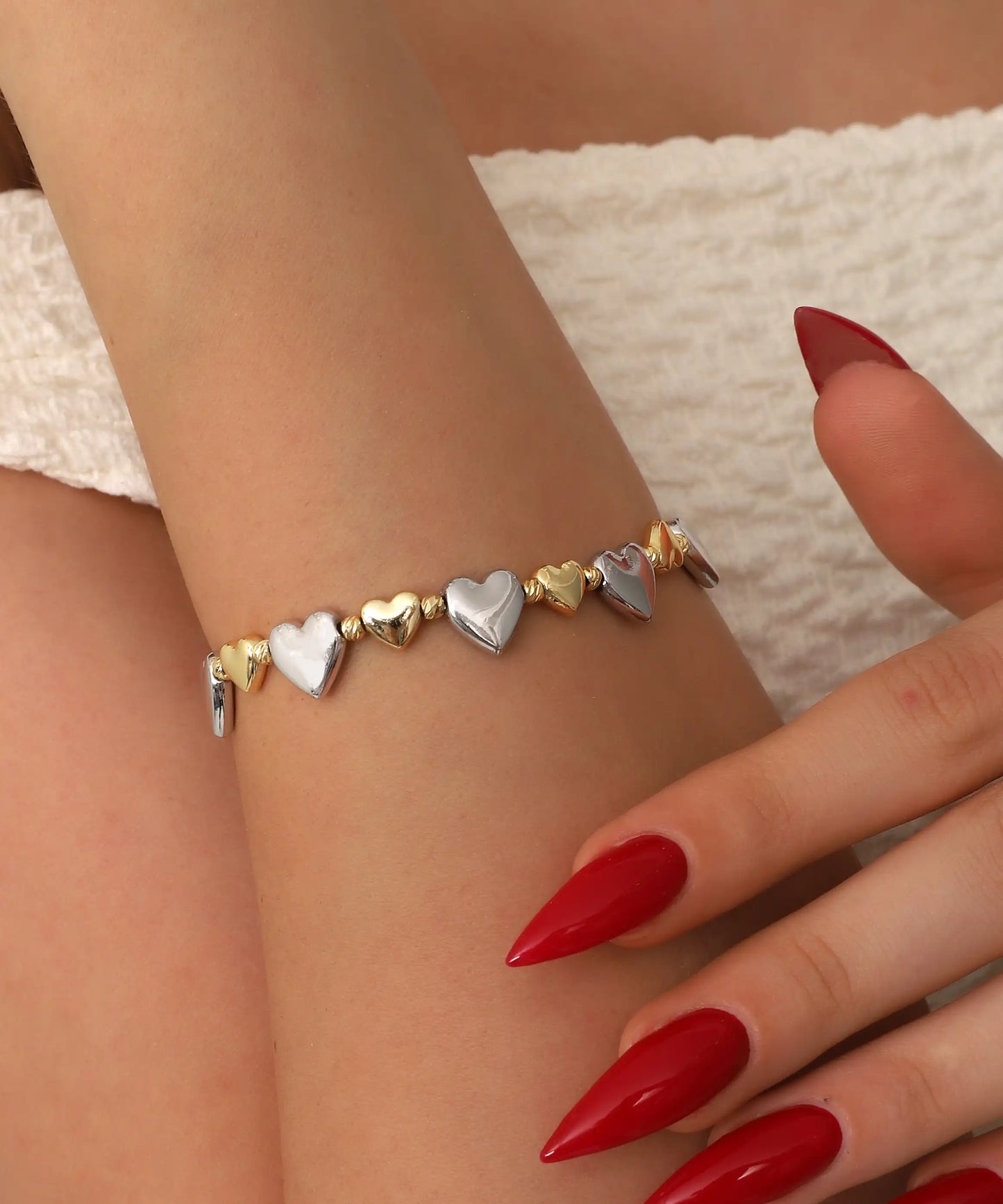 Gold Silver Heart Charm Bracelet