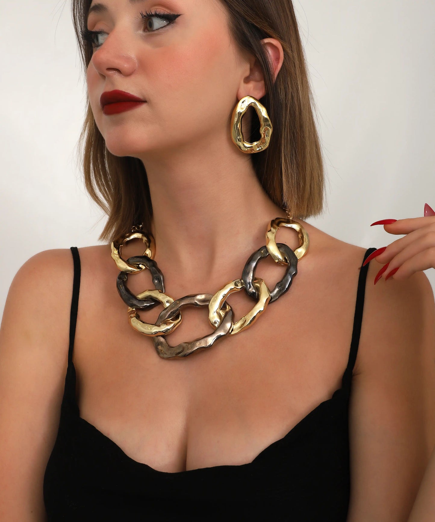 Abstract Link Necklace & Earring Set Luxe