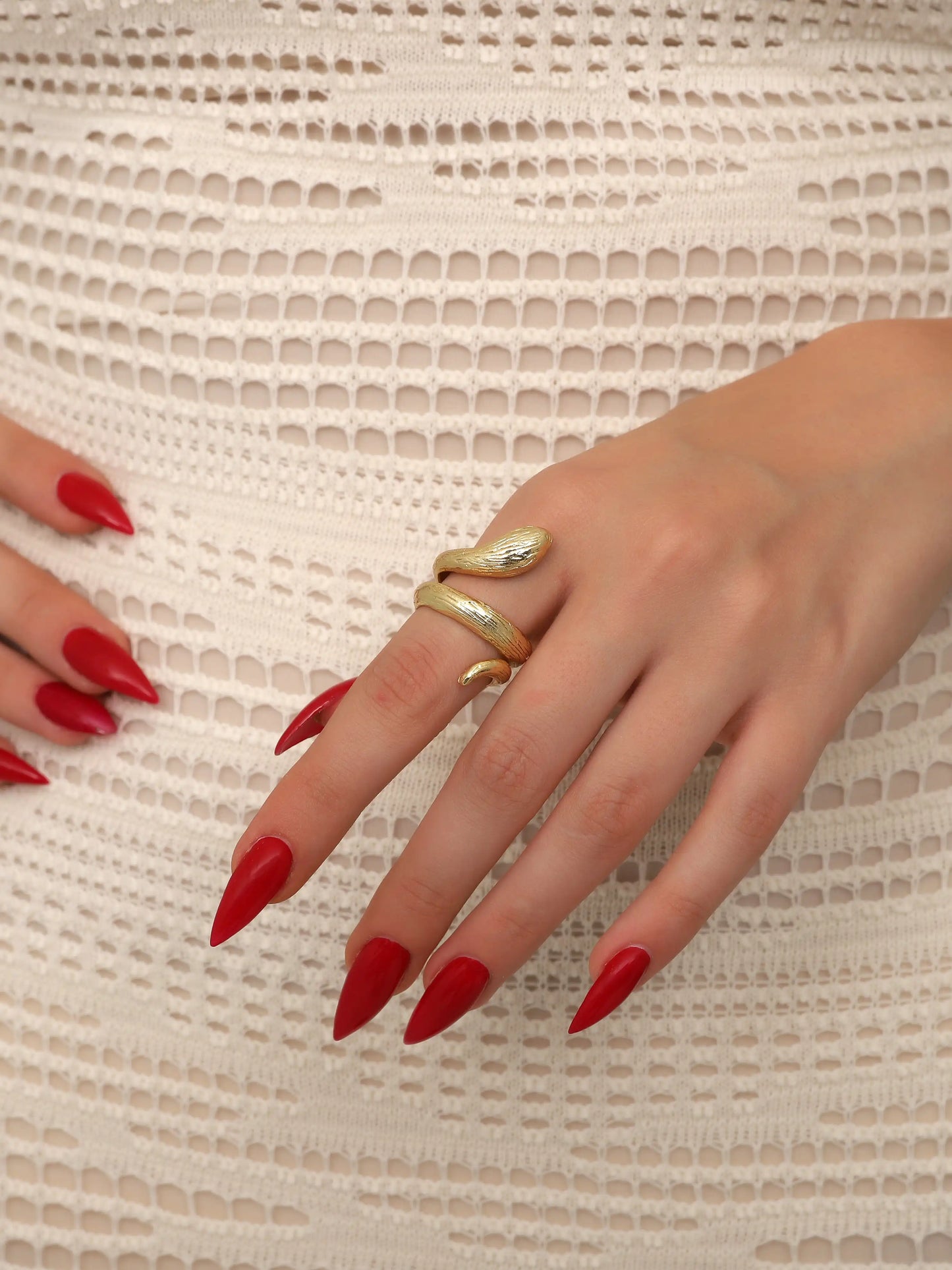 Gold Organic Wrap Minimal Ring (Lifestyle)