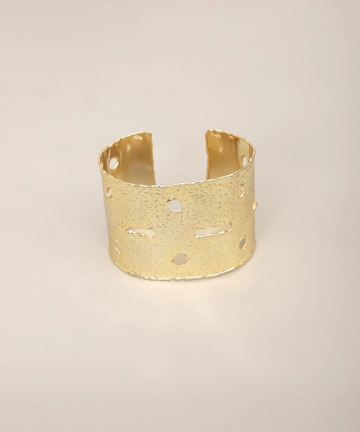Gold Textured Wide Cuff Bracelet