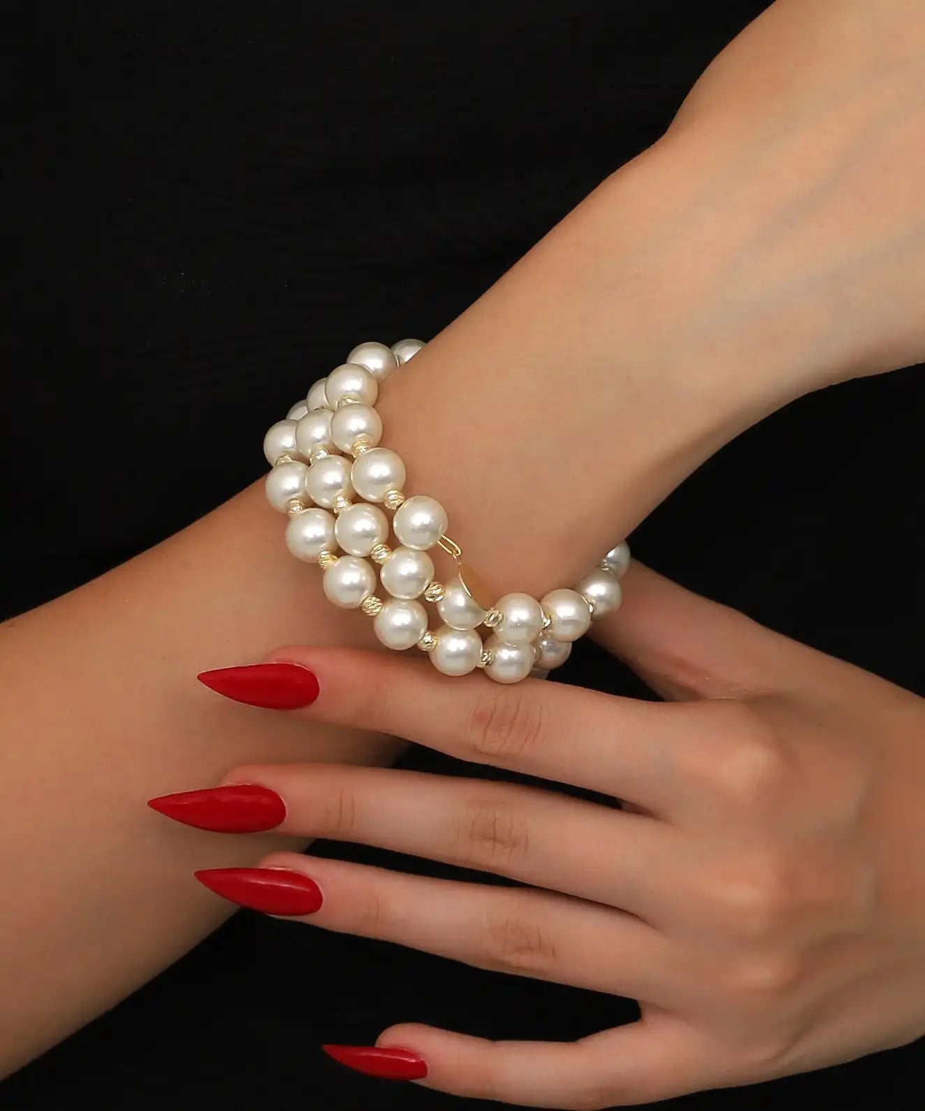 Multi-Layer Pearl Statement Bracelet