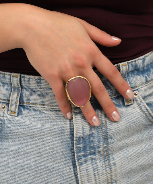 Rose Stone Oversized Statement Ring