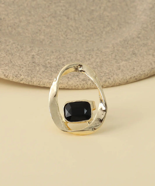 Organic Frame Black Stone Ring