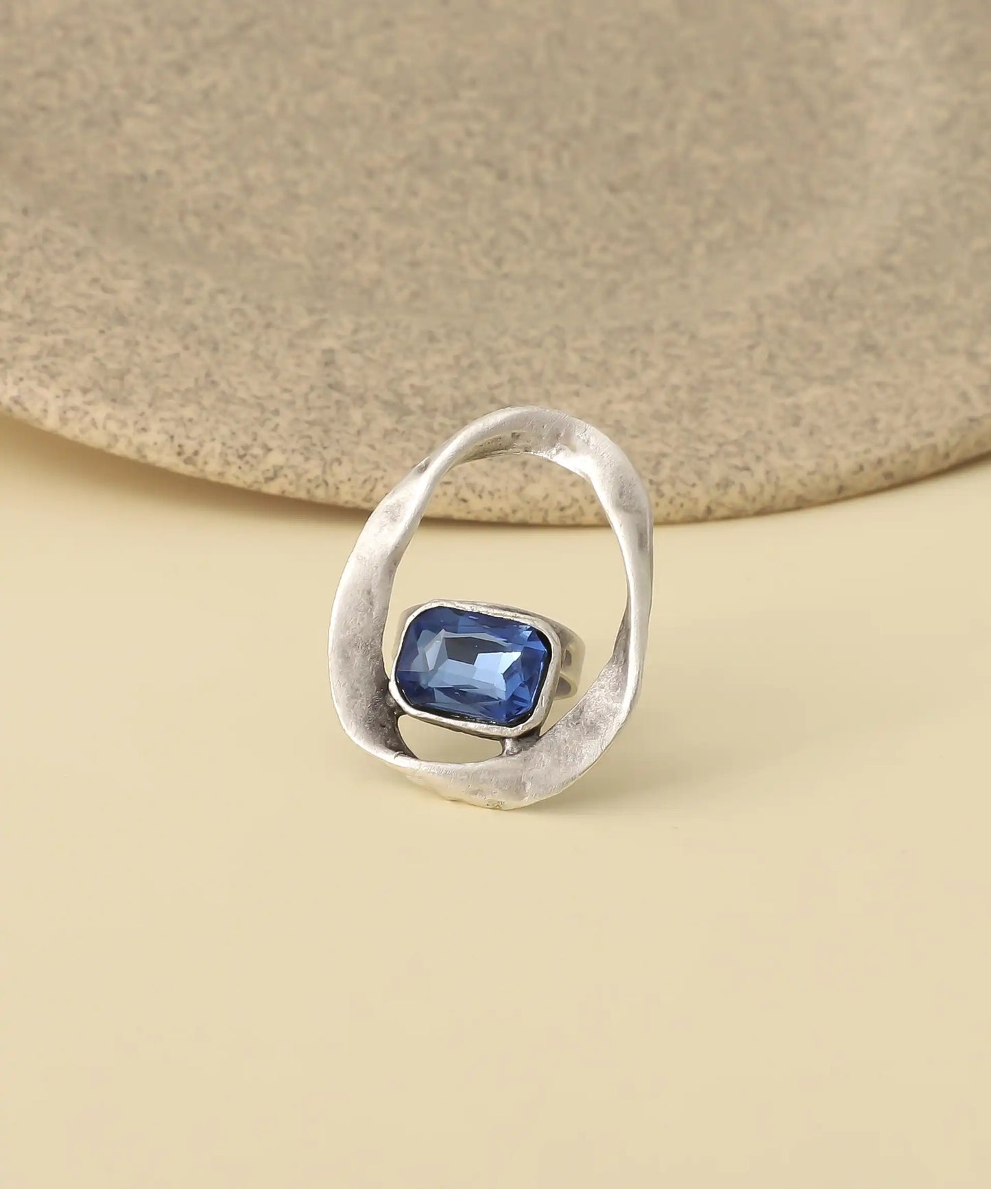 Organic Frame Blue Stone Ring