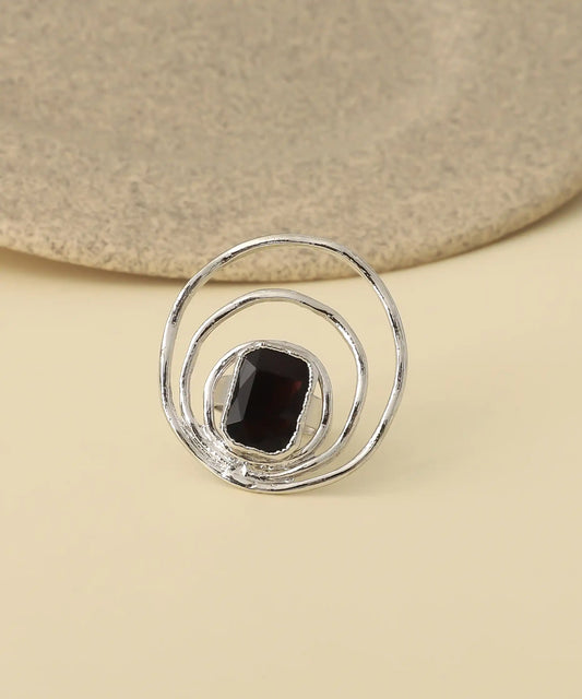 Spiral Black Stone Ring