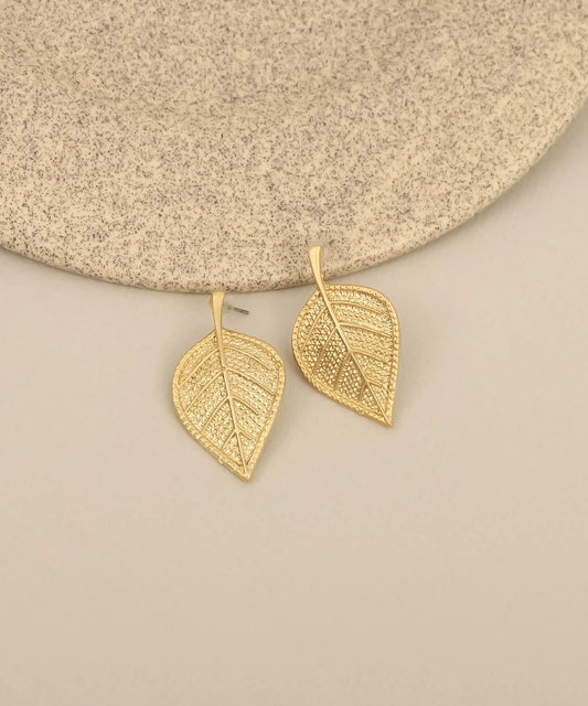 Gold Leaf Textured Earrings