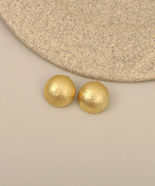 Gold Hammered Sphere Stud Earrings