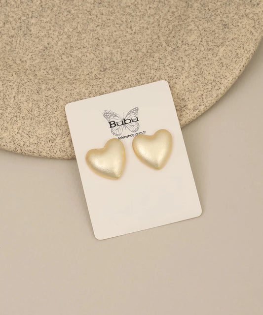 Gold Heart Stud Earrings