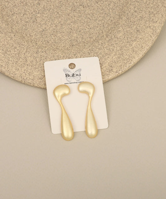 Gold Organic Long Drop Earrings