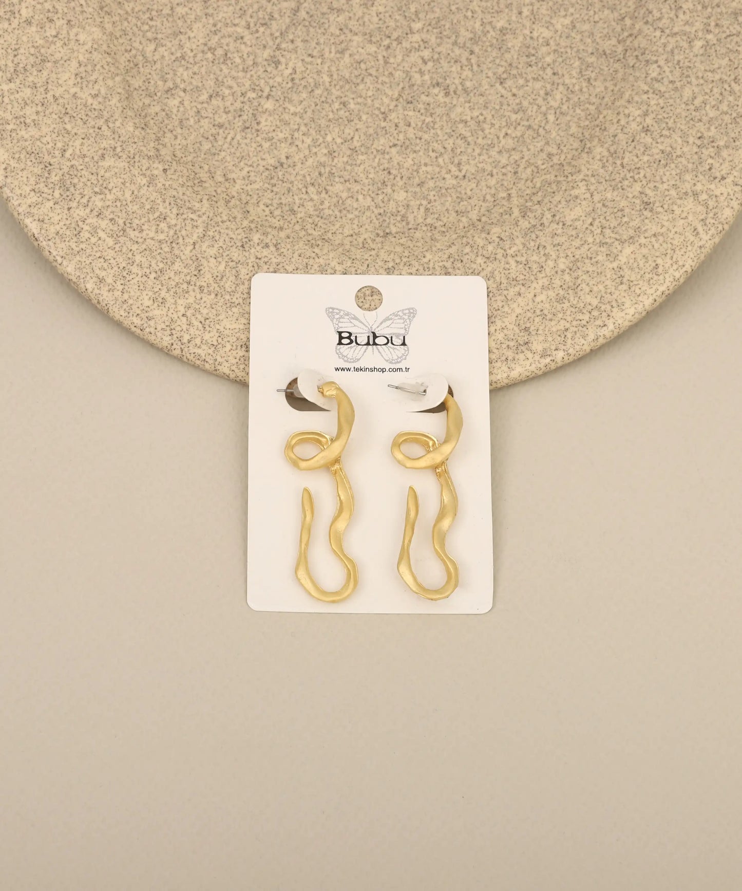 Gold Abstract Organic Drop Earrings