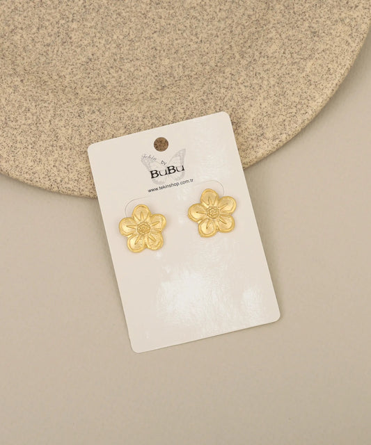 Gold Floral Stud Earrings
