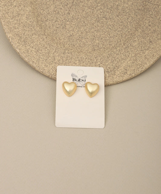 Gold Heart Stud Earrings