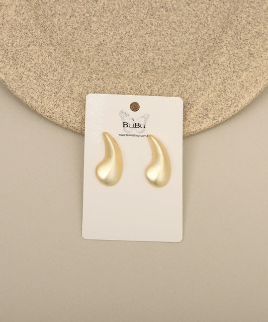 Gold Organic Teardrop Stud Earrings