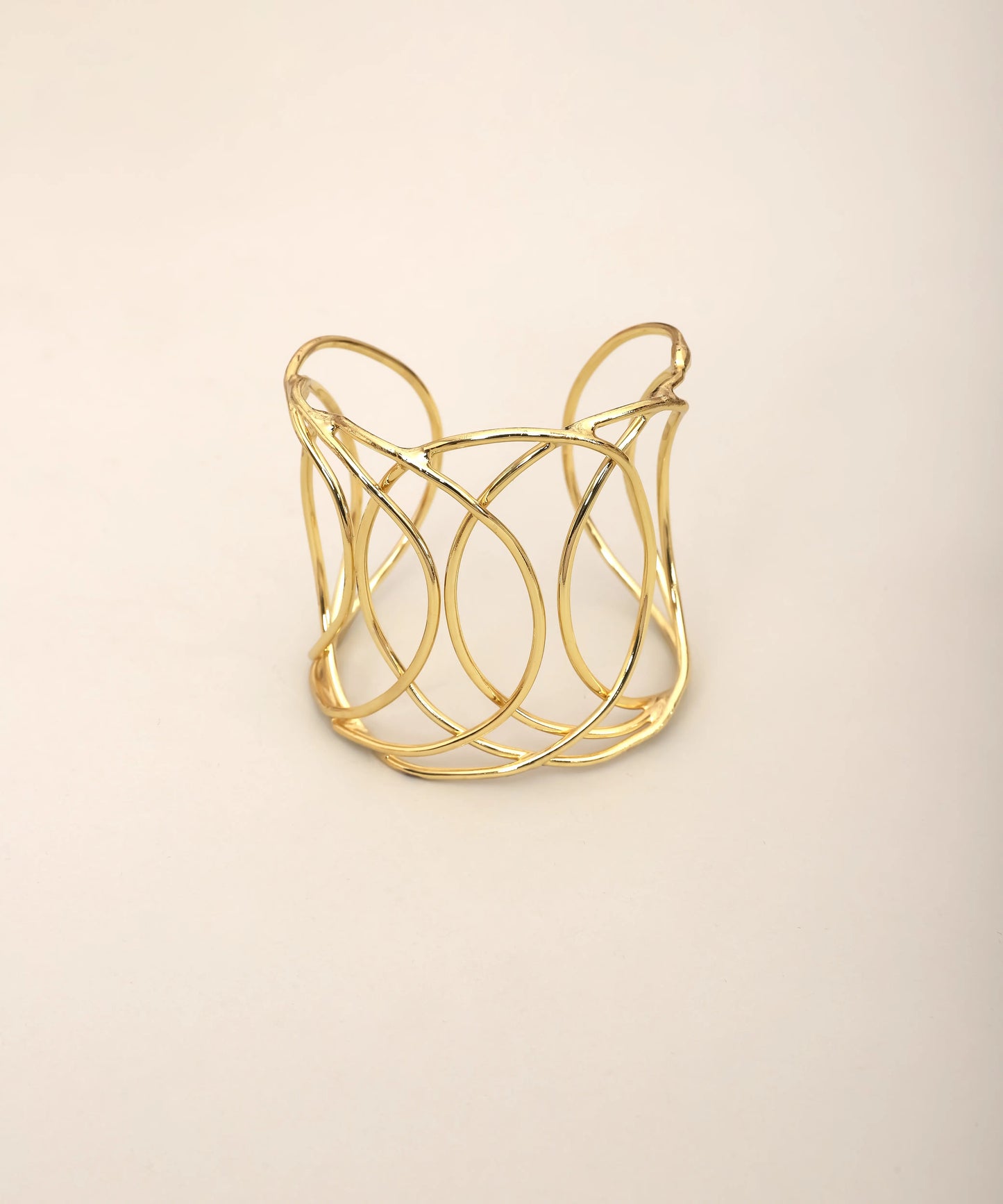 Geometric Gold Wire Cuff Bracelet