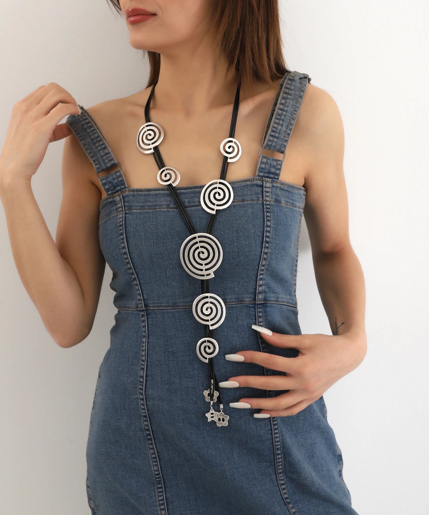 Spiral Disc Long Necklace