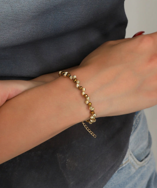 Delicate Gold Beaded Chain Bracelet