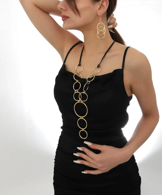 Statement Gold Circle Y Necklace Set