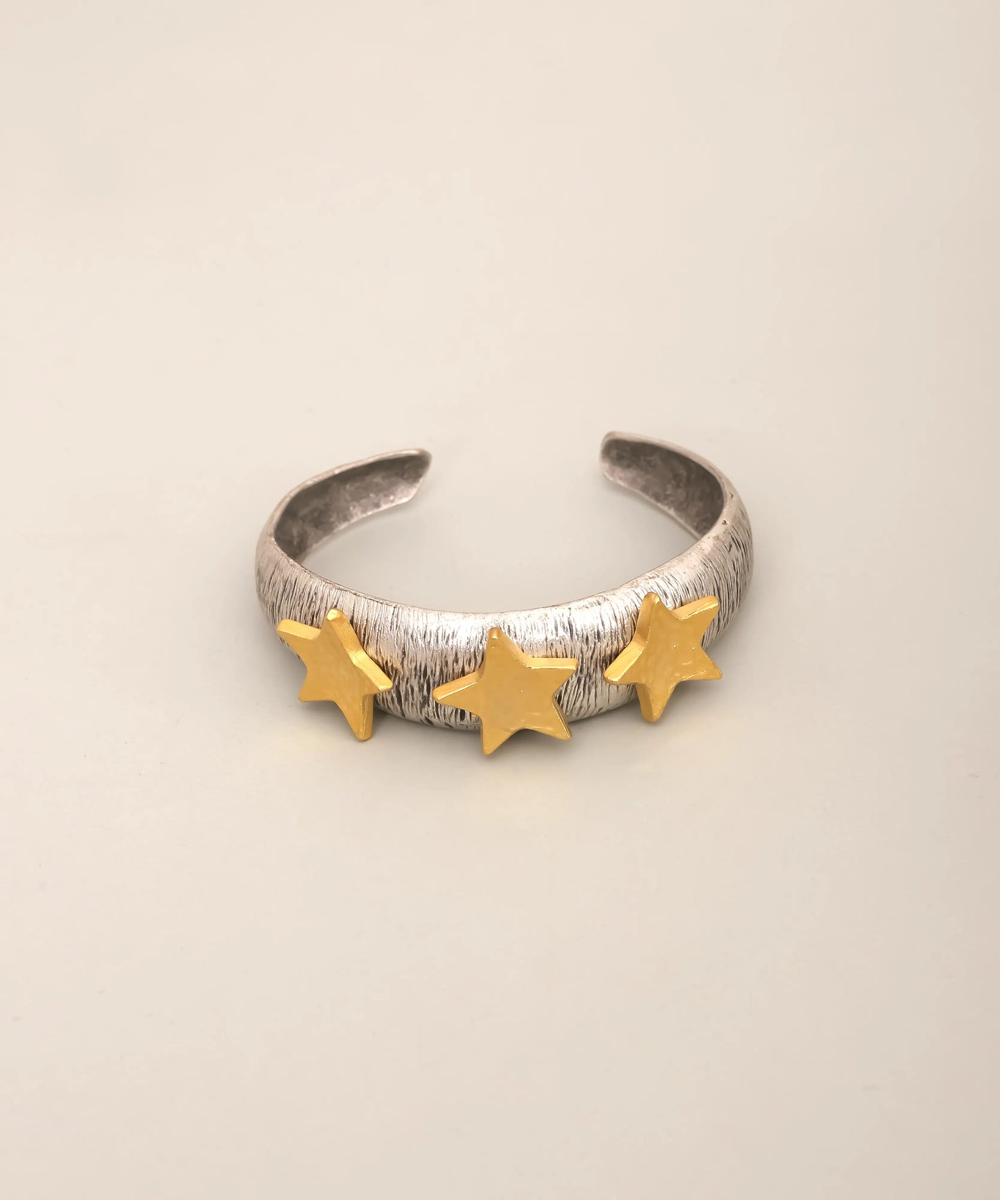 Gold Silver Star Open Cuff Bracelet