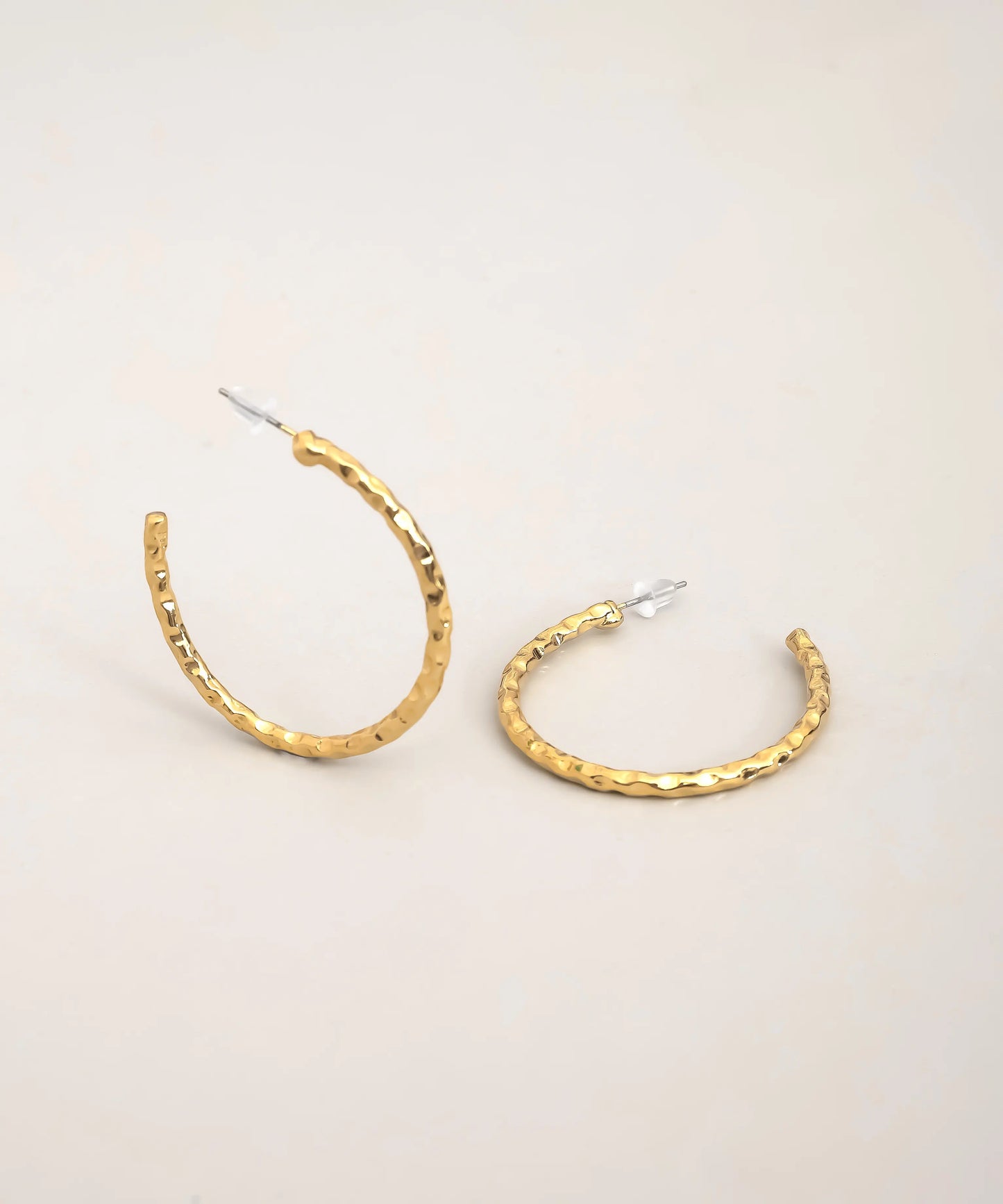 Gold Hammered Open Hoop Earrings