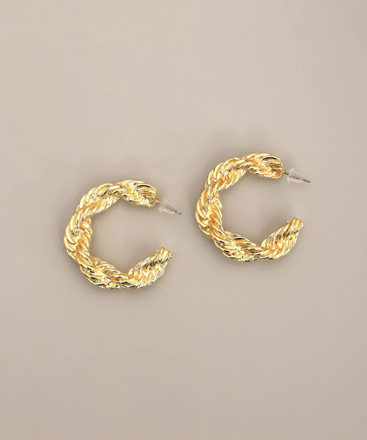 Chunky Gold Rope Hoop Earrings
