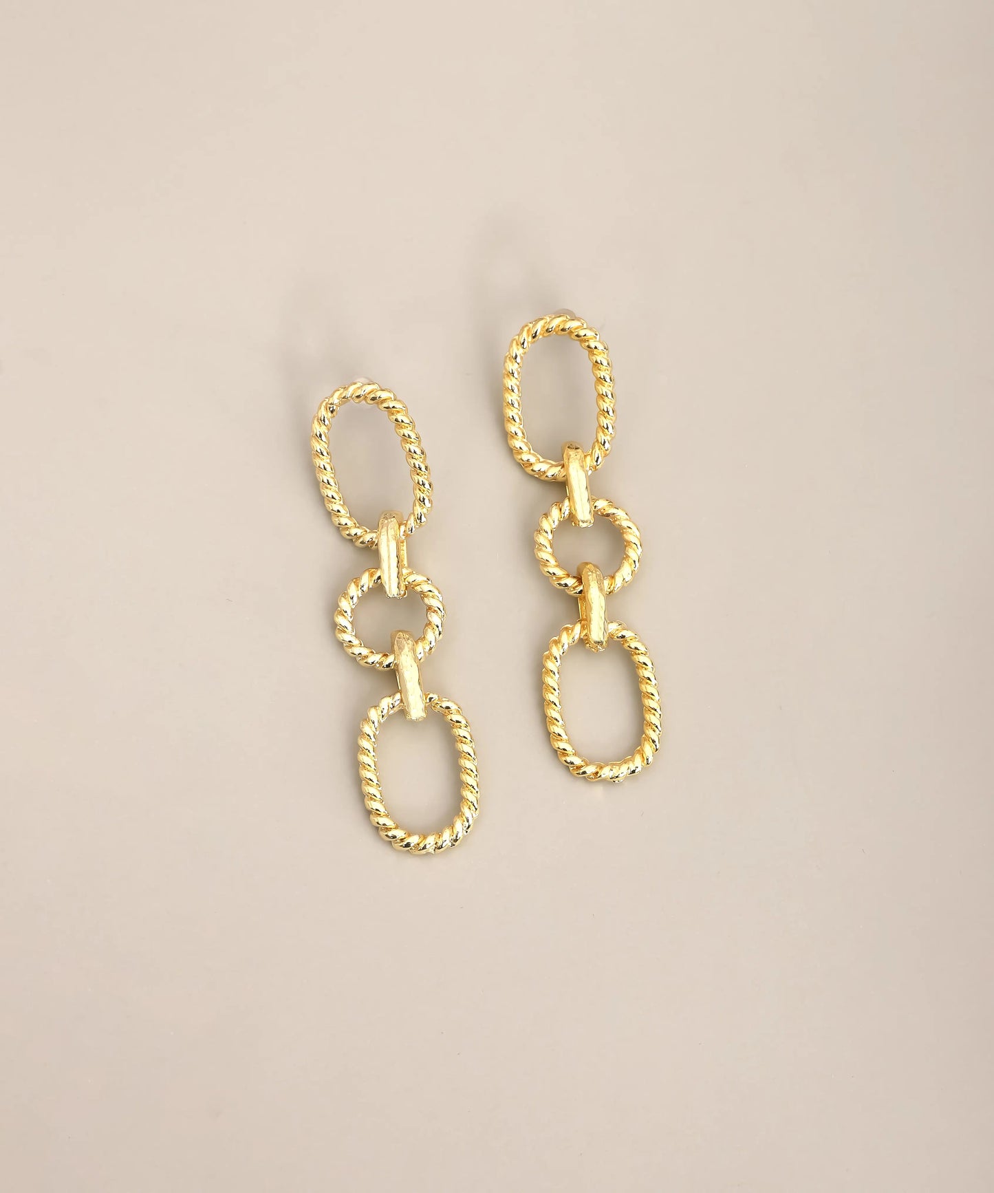 Triple Rope Link Drop Earrings