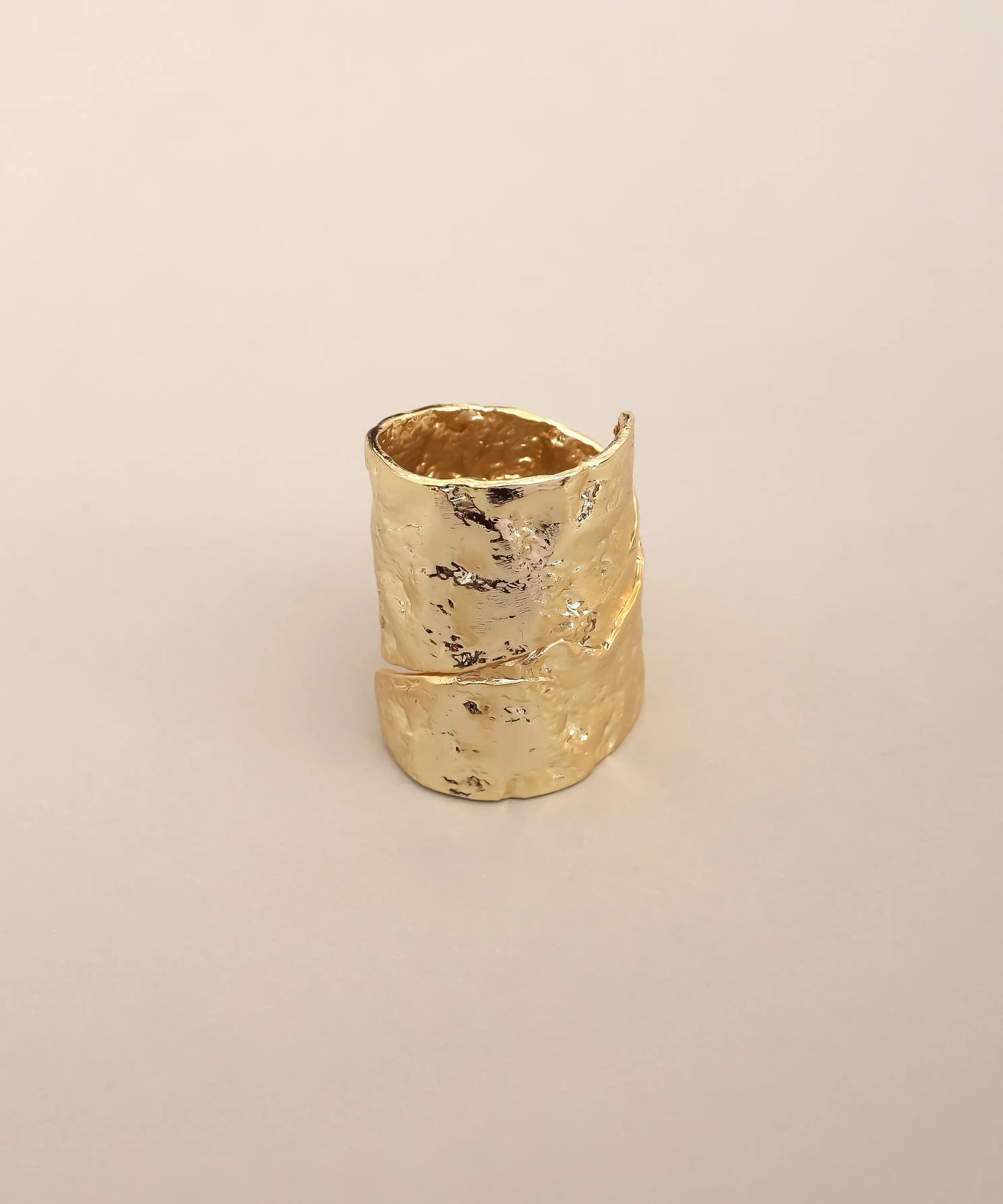 Gold Plated Textured Wrap Ring Adjustable