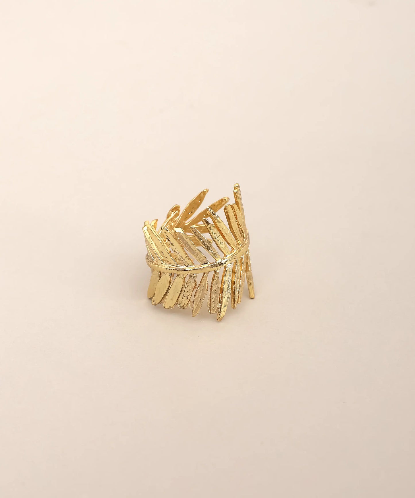 Gold Plated Spike Textured Wrap Ring Adjustable