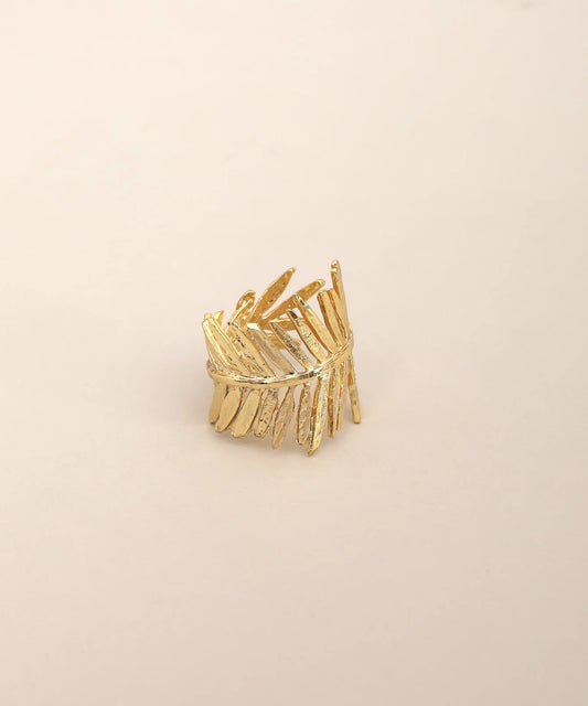 Gold Plated Spike Textured Wrap Ring Adjustable