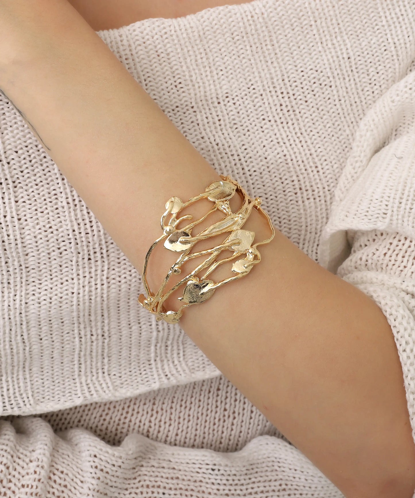 Gold Plated Women Leaf Bracelet