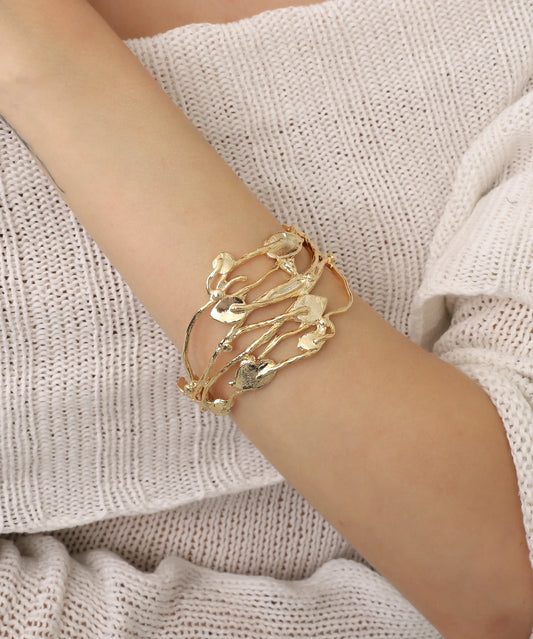 Gold Plated Women Leaf Bracelet