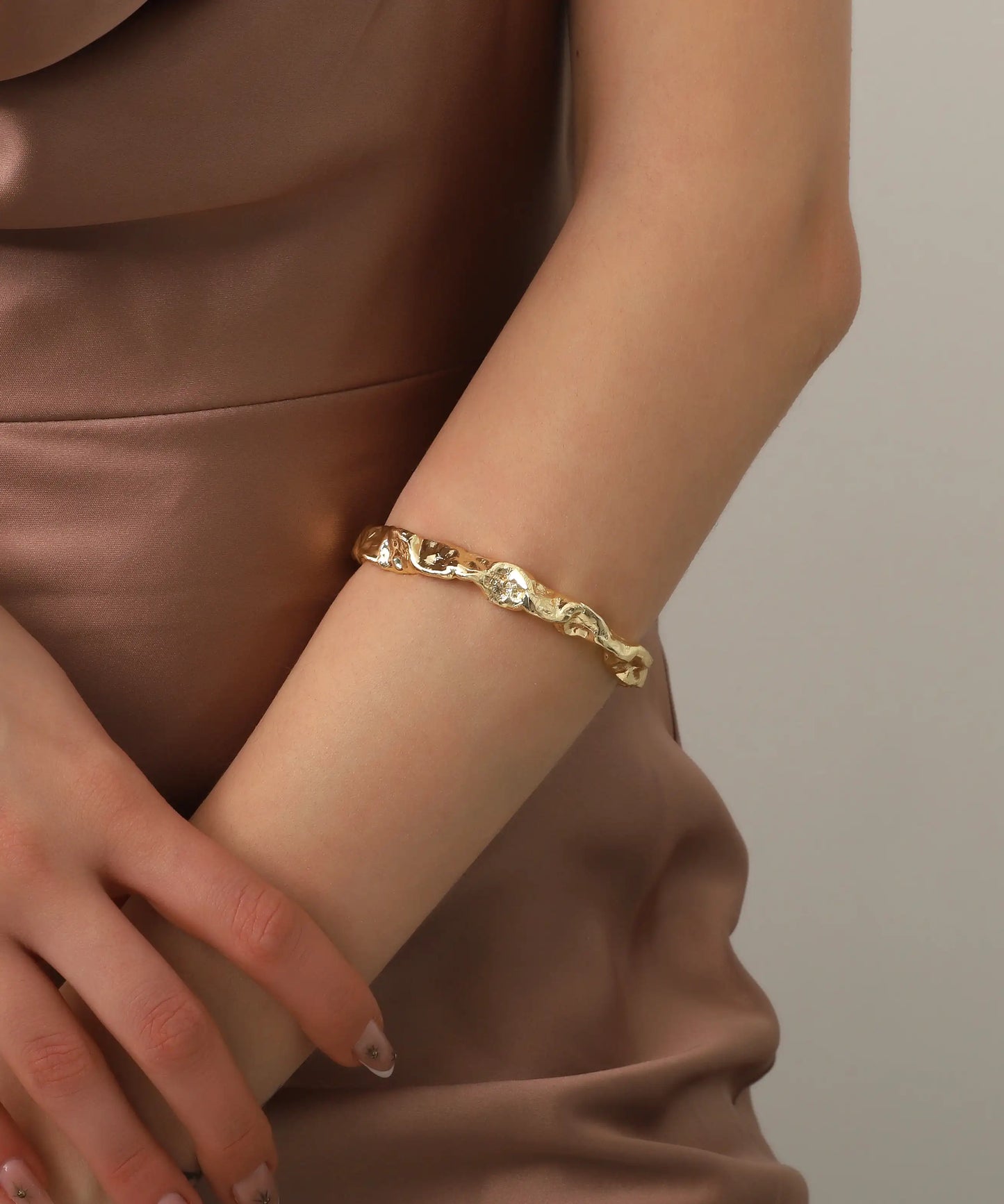 Gold Plated Hammered Bracelet