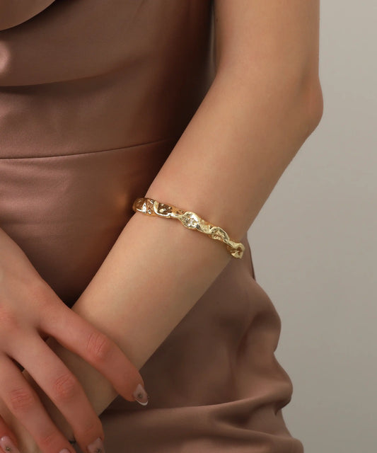 Gold Plated Hammered Bracelet