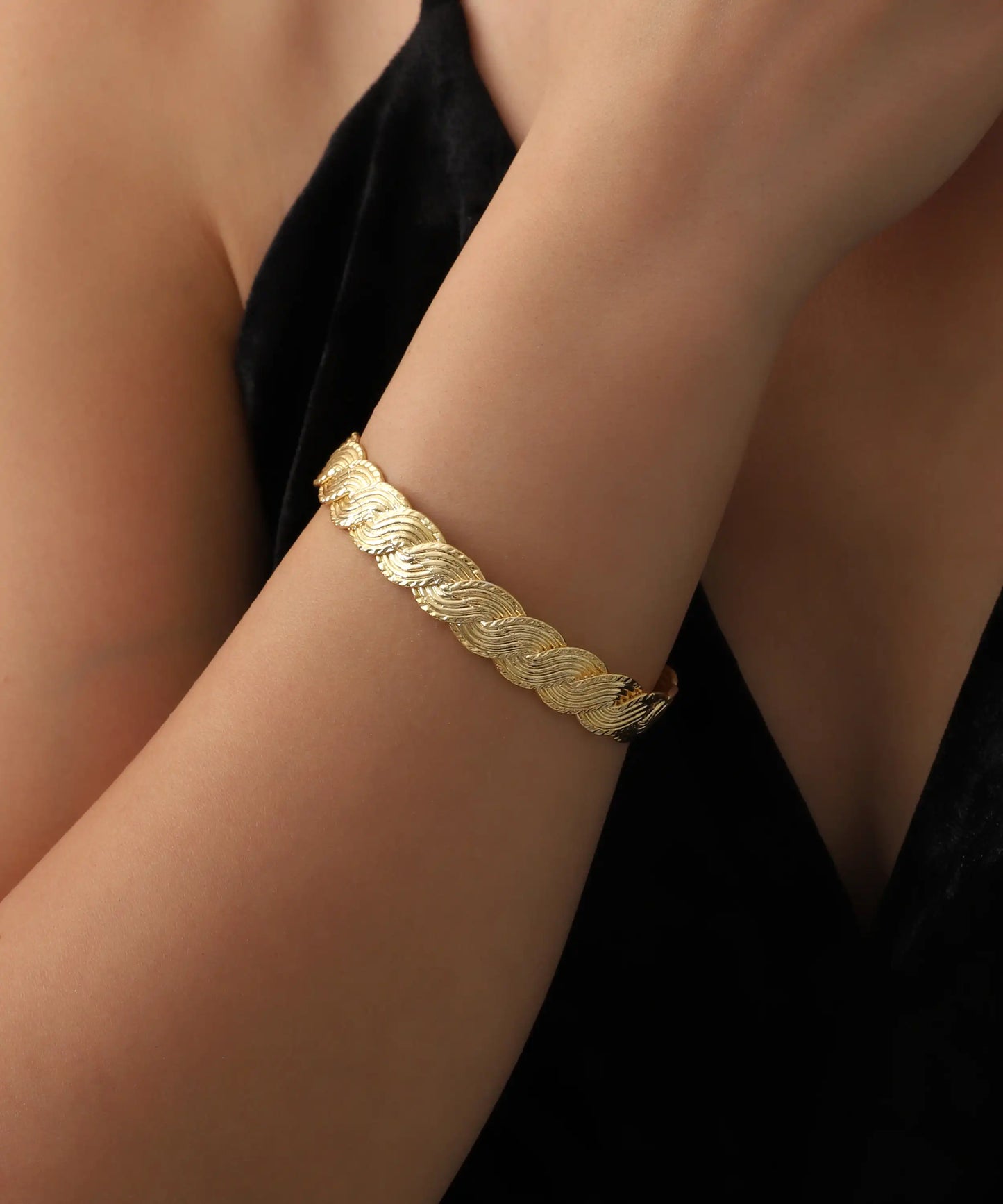 Gold Plated Chain Cuff Bracelet