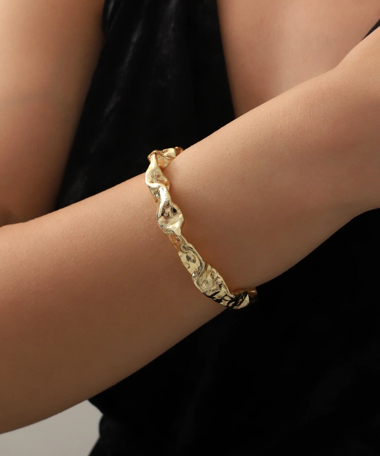 Gold Plated Hammered Cuff Bracelet