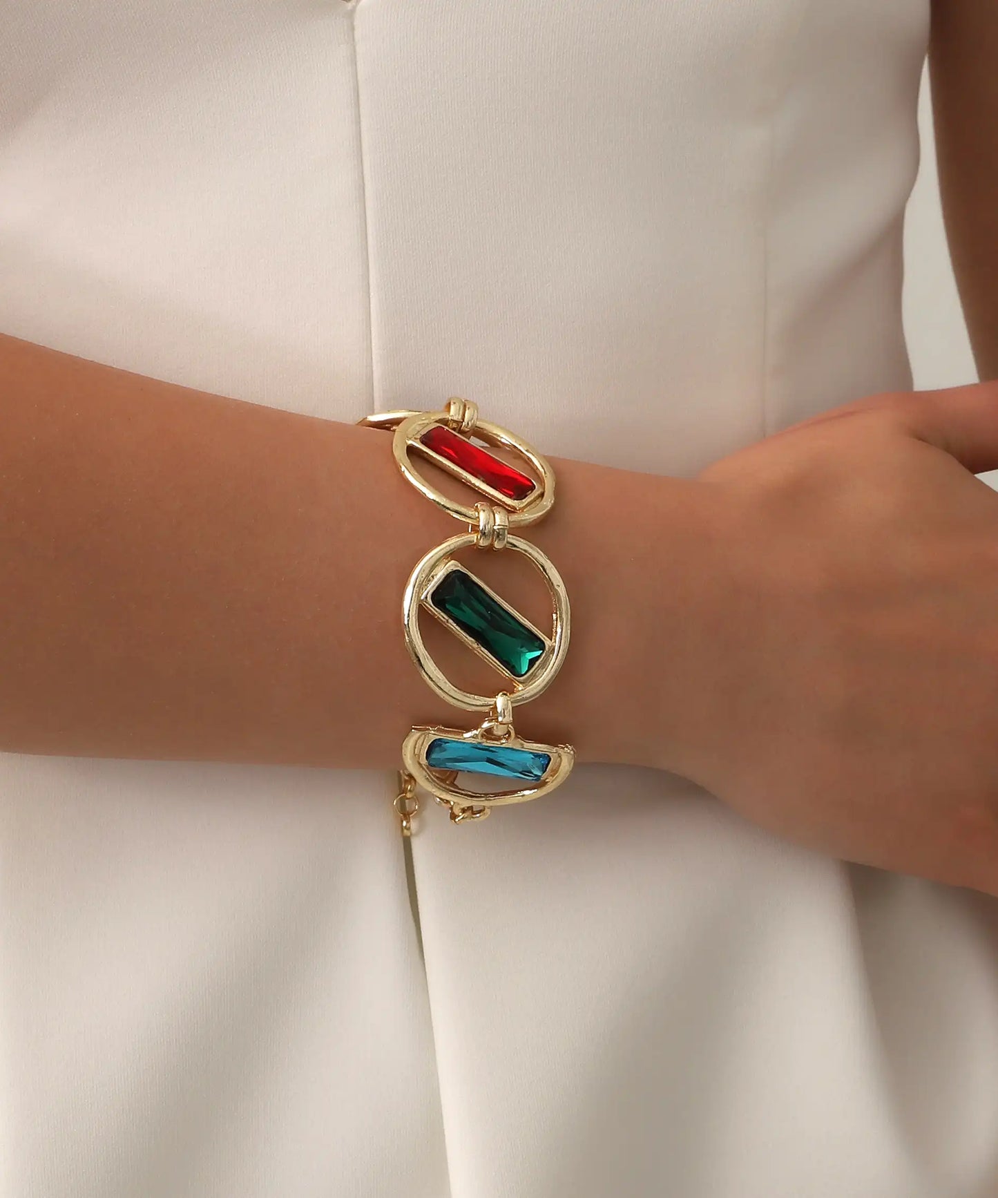 Gold Plated Colorful Stone Bracelet