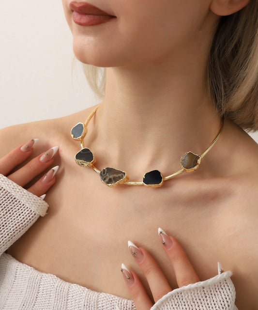 Gold Plated Natural Stone Necklace